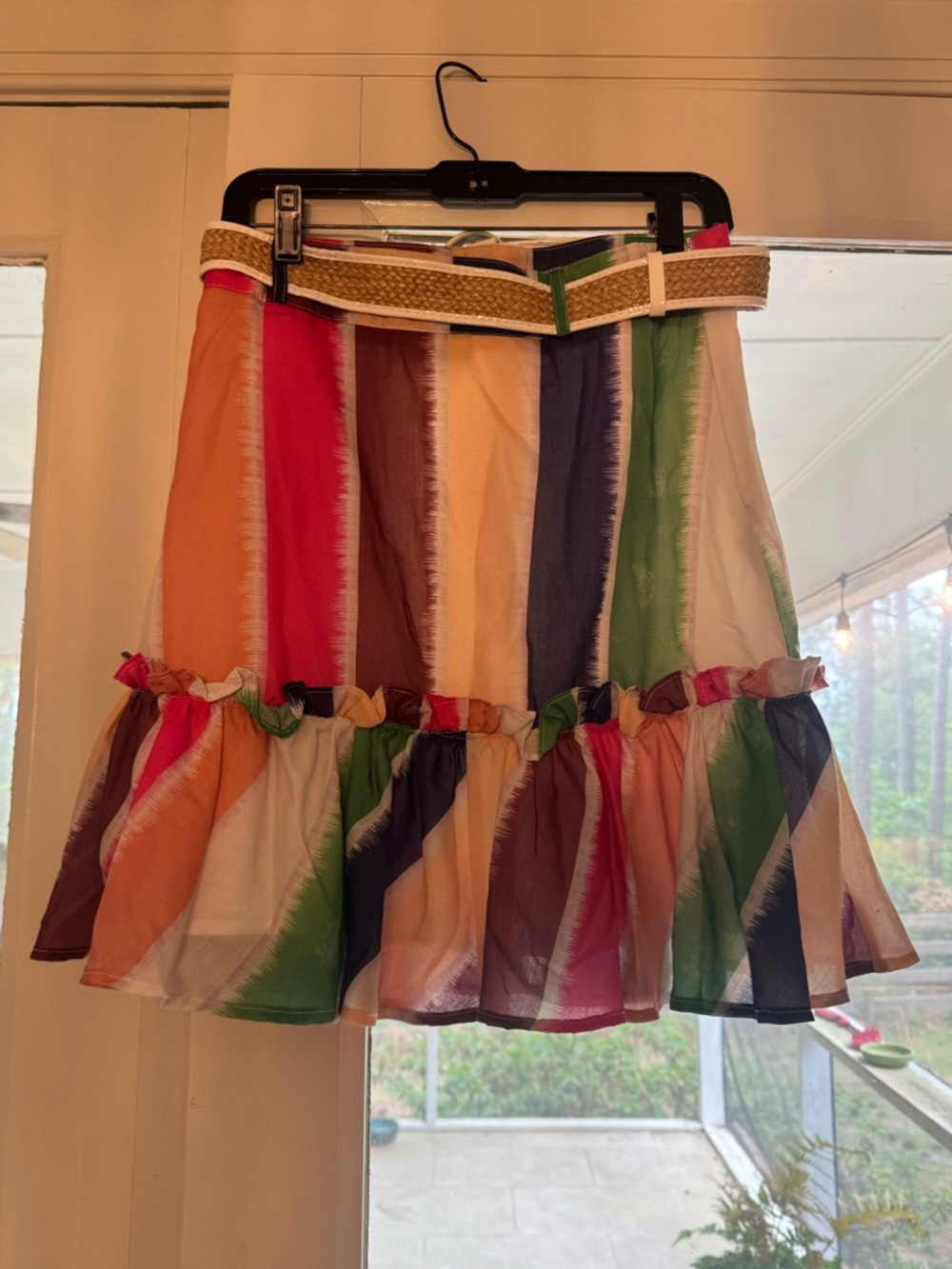 Striped Multi-Color Ruffle Hem Mini Skirt - Picture 2 of 2